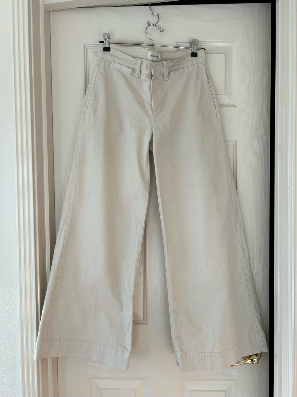 Frame Denim Off-White Low-Rise Pants